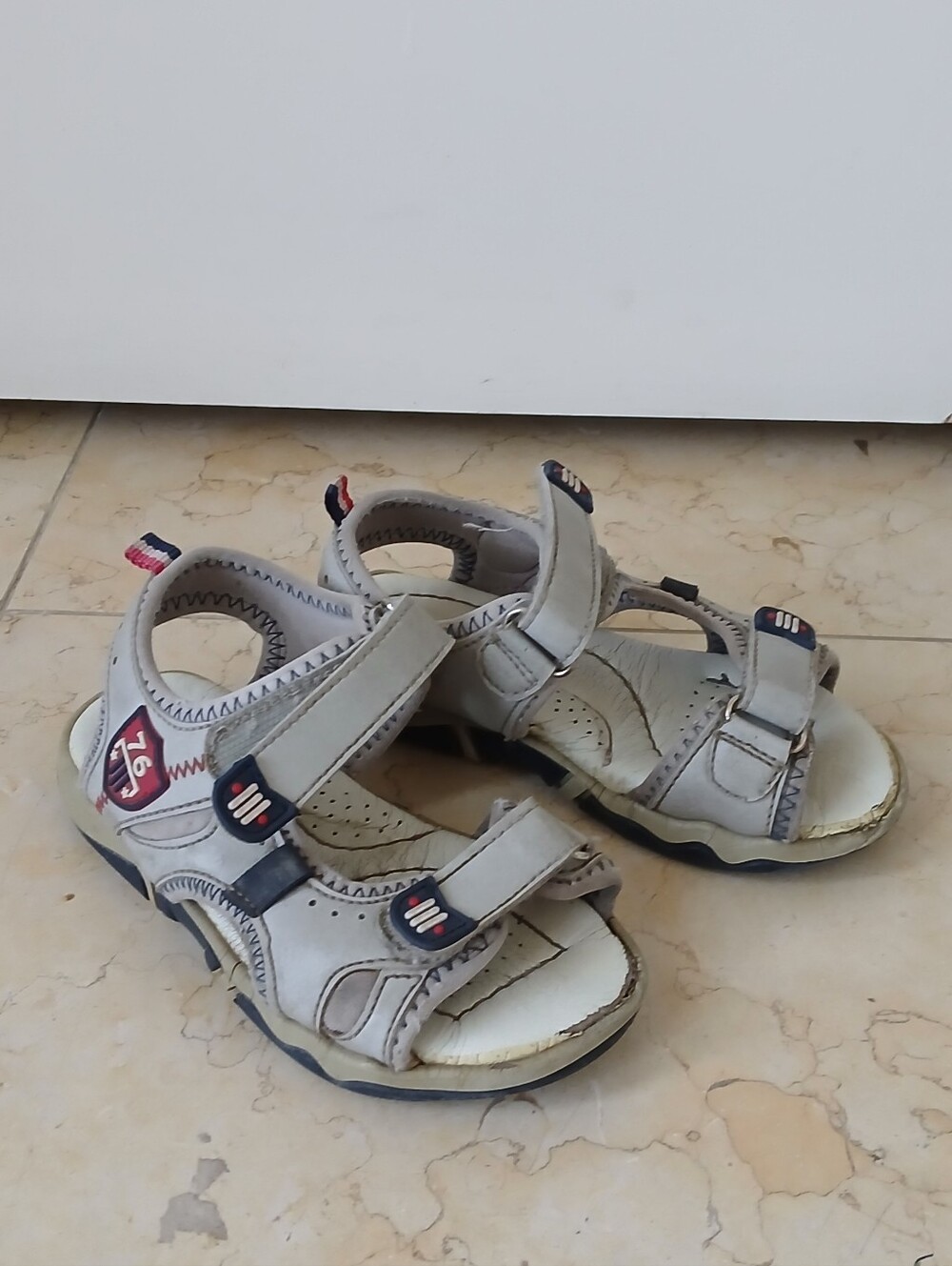 Kids White and Blue Sandals - Orthopedic Leather Summer Shoes